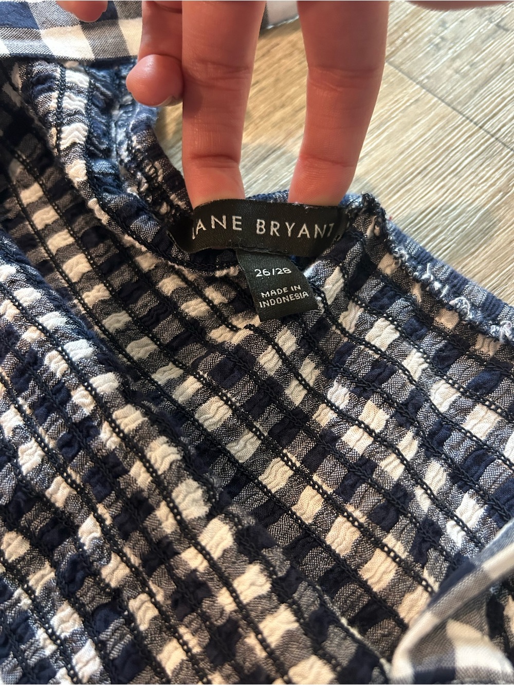 Lane Bryant Navy Blue + White Gingham Midi Dress with Ruffle Hem. Size: L/XL - Picture 7 of 11